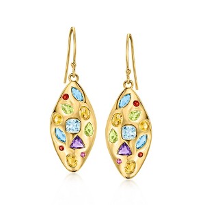 Ross-Simons 3.38 ct. t.w. Multi-Gemstone Drop Earrings in 18kt Gold Over Sterling - 1 of 3