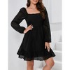 Womens Puff Sleeve Square Neck Babydoll Dress Puffy Mesh A Line Mini Dress - 3 of 4
