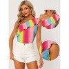 Allegra K Women's Rainbow Sleeveless Ruffle Trim One Shoulder Summer Blouse - 2 of 4