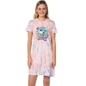 Peanuts Women's Snoopy Feelin Groovy Nightgown Sleep Pajama Shirt Multicolored - 1 of 4