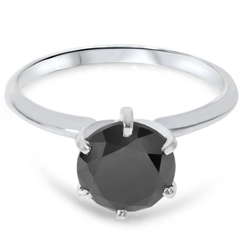 Pompeii3 2 ct 14K White Gold Black Diamond Solitaire Engagement Ring, 4 of 6