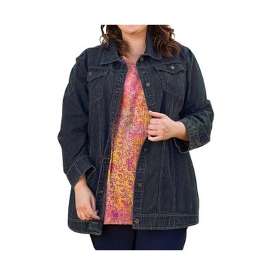 Women's Premium Long Sleeve Rydel Denim Jacket - Plus Size - On The Plus Side