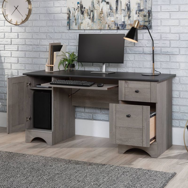 Computer Desk with Drawers Mystic Oak - Sauder: Home Office, Slide-Out Keyboard Shelf, Filing Cabinet, 3 of 7