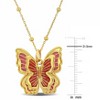 EVERLY JEWELRY | Yellow Plated Sterling Silver Pink Enameled Butterfly Charm Station Necklace, 18-inch - 4 of 4