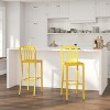 Merrick Lane 30 Inch Galvanized Steel Indoor/Outdoor Counter Bar Stool With Slatted Back And Powder Coated Finish - 2 of 4