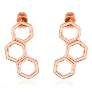 ELYA Women's Geometric Rose Gold Plated Steel Stud Earrings - 1 of 3