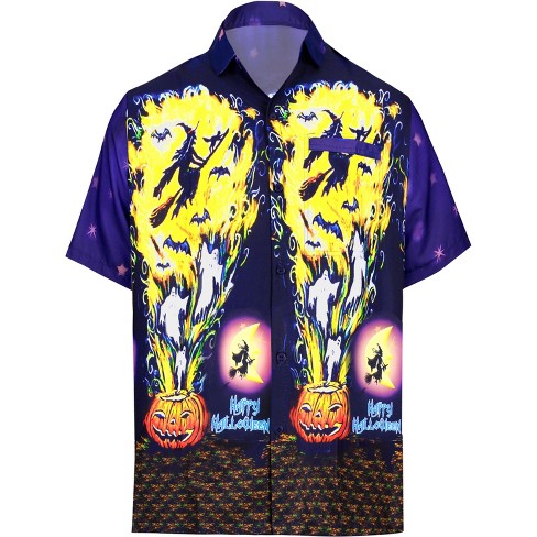 LA LEELA Men's Halloween Costumes Hawaiian Shirts Short Sleeve Button Down Shirt Mens Shirt Beach Shirts for Men Funny - image 1 of 4