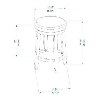 Maya 24" Black Faux Leather Swivel Counter Stool
