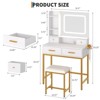 GustoWave Makeup Vanity Desk with Mirror and Lights, 4 Drawers, 2 Shelves, Built-in Charging Station, Vanity Table with Stool, 3 Lighting Modes - 3 of 4