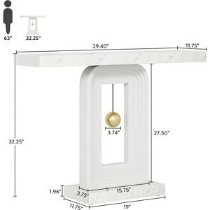 Gulches Modern Console Sofa Entryway Table - Gold Decor, Geometric Base, White Faux Marble Top, 39.4" - 1 of 4