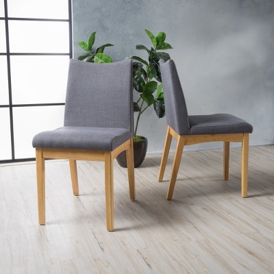 Upholstered Fabric Armless Dining Chairs Set of 2,Cushioned Dining Chairs with Wooden Legs,Kitchen Dining Room Chairs-Cuddlewood