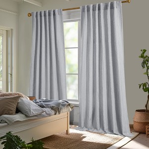 Deconovo Cotton Linen Jacquard Drapes, 2 Panels with Hidden Tab Tops, No Tiebacks, Elegant - 1 of 4