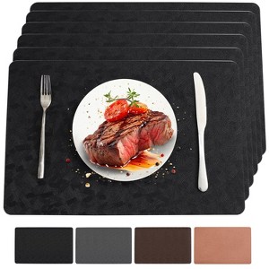 Aoibox Vinyl Placemats Set of 6, Heat Resistant, Easy Clean, Non-Slip, Waterproof, Stain Resistant, Wipeable, Washable PU Table Mats for Dining Table - 1 of 4