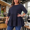 Women's Plus Size Casual Knit Babydoll Long Sleeve Peplum Blouse - Agnes Orinda - 2 of 4