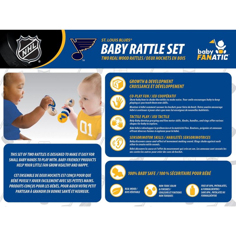 Baby Fanatic Wood Rattle 2 Pack - NHL St. Louis Blues Baby Toy Set, 3 of 5