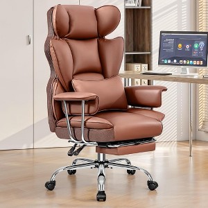 KERDOM Office Desk Chair, Big and Tall Executive Chair with Footrest, Ergonomic Reclining High Back Support, Brown - 1 of 1