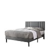 Gulches Full Size Platform Bed Frame - Upholstered Adjustable Headboard, Waterproof Faux Leather, Gray, Wood Slats Support - 2 of 4