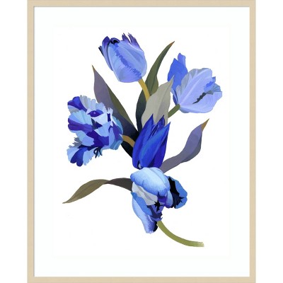 33 x 41 Blue Tulip by Hiroyuki Izutsu Wood Framed Wall Art Print - Amanti  Art