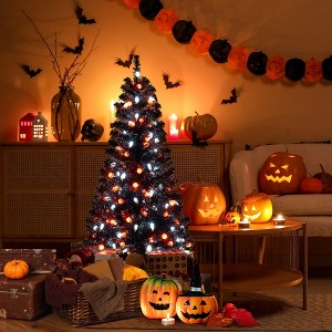Tangkula 4.5 FT Pre-Lit Artificial Halloween Christmas Tree w/ 6 Lighting Modes - 1 of 4