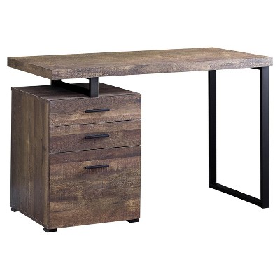 Monarch Specialties Computer Desk Home Office Laptop Left Right Set-Up Storage Drawers 48InchL Work Metal Laminate Brown Black Contemporary Modern
