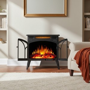 Bestier Electric Fireplace Heater 24.2" with Remote, Cathedral Stylish, Adjustable Brightness & Heating Overheating Safe, Grey - 1 of 1