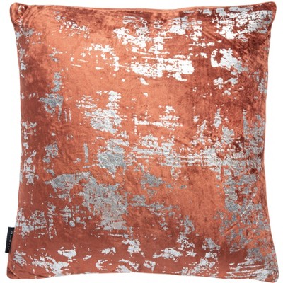 Vallia Pillow - Burnt Orange/Silver - 16" X 16" - Safavieh