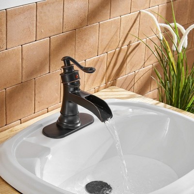 Oil Rubbed Bronze Single-Handle Waterfall Bathroom Faucet