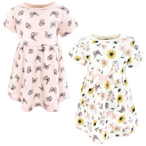 Touched by Nature Infant and Toddler Girls Organic Cotton Short-Sleeve Dresses, Soft Wildflower - 1 of 4