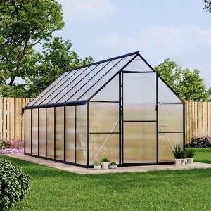 8 x 10/12/14/16FT Greenhouse, Heavy Duty Aluminum-Framed Polycarbonate Greenhouse with Roof Vent, Large GreenHouse for Outdoors (4 Different Size) - 1 of 4