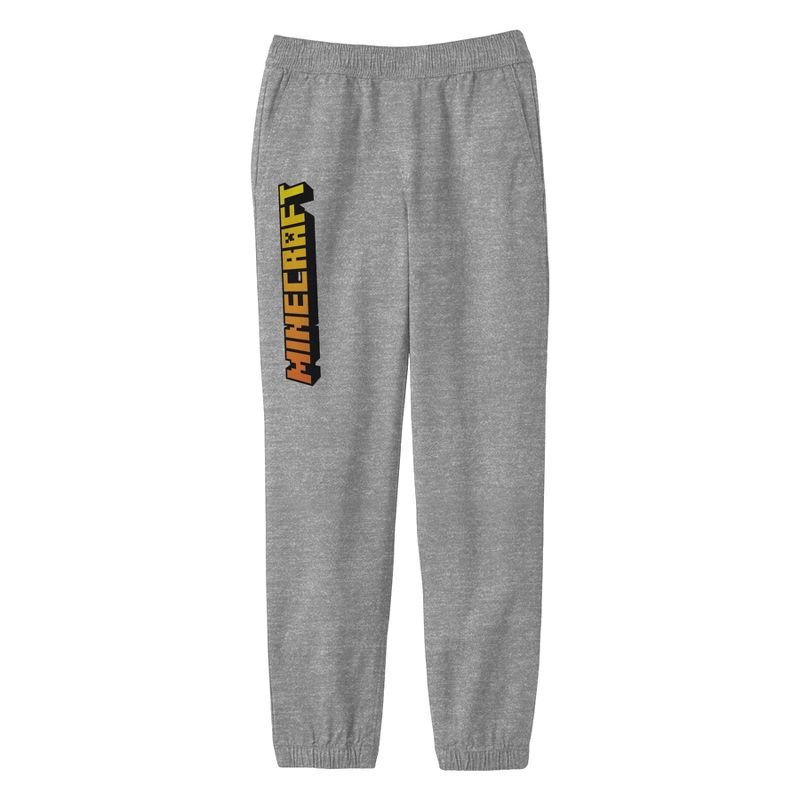 Minecraft Classic Logo Youth Athletic Gray Graphic Jogger Pants, 1 of 2