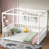 TopComfy Beds Full Size Canopy Bed Frame with Guardrails Floor Wood Canopy Bed Frame Four Poster Design for Kids, White, 79.52"*13.19"*6.7" - 2 of 4