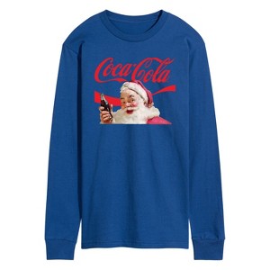 Men's - Coca Cola - Santa Closeup Coca Cola Logo Long Sleeve Graphic T-Shirt - 1 of 4