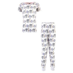 Hudson Baby Toddler and Kids Girl Cotton Pajama Set, Pink Safari - 1 of 3