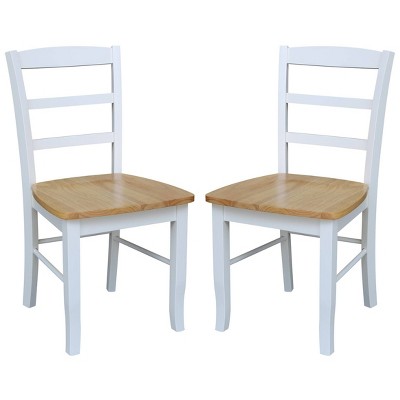 White and Natural Wood Ladderback Side Chair