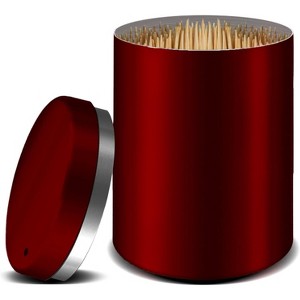 Stainless Steel Metal Toothpick Holder Dispenser, Container with 500 Bamboo Round Toothpicks for Teeth & Kitchen, Black - 1 of 4