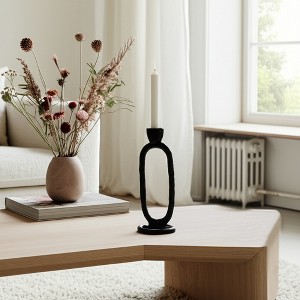 Oval Ring Taper Candle Holder - Contemporary Abstract Metal Candle Display for Home or Office Decor - Wedding Event Candle Decor - 1 of 4