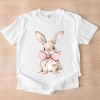 Bunny Watercolor With Bow - Women's Garment Dyed Graphic T-Shirt - 3 of 4