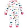 Hudson Baby Infant Girl Cotton Sleep and Play, Girl Dino - 3 of 4