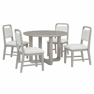 TiramisuBest 5-Piece Round Dining Table Set with Antique Gray for Dining and Kitchen - 1 of 4