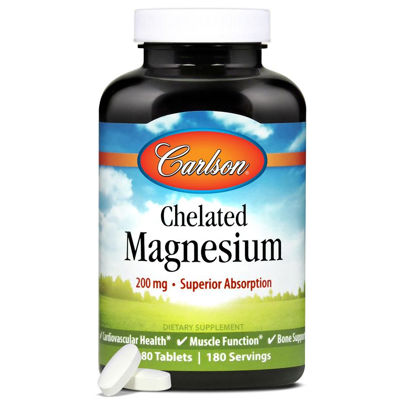 Carlson - Chelated Magnesium, 200 mg, Superior Absorption, Heart Health, Muscle Function, Bone Support, 4 of 5