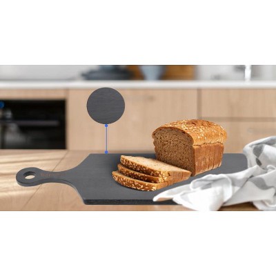 Extra Long Black Acacia Wood Cutting Board with Round Handle