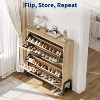 Shoe Storage Cabinet with 2 Flip Drawers, Freestanding Shoe Organizer with Metal Legs, Adjustable Shelf Narrow Shoe Rack - 3 of 4