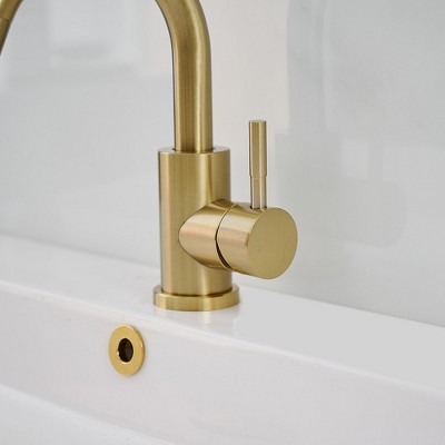 Brushed Gold Single Handle Bathroom Faucet with Swivel Spout
