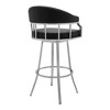 26" Counter Height Swivel Faux Leather Stool with Footrest and Brushed Stainless Steel Base for Kitchen or Bar - 3 of 4