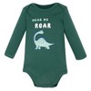 Hudson Baby Infant Boys Cotton Long-Sleeve Bodysuits 3-Pack, Hear Me Roar Dino - 3 of 4