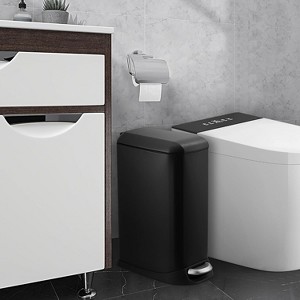 Slim Stainless Steel Trash Can, 3.2 Gallon Garbage Can with Soft-close Lid, Fingerprint Resistant Step-on Wastebin with Removable Inner Bucket - 1 of 4