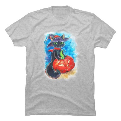 Men's Design By Humans halloween. the witch cat By POLINART T-Shirt