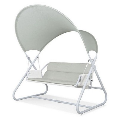 Royal Hampton Outdoor Hanging  Double Swing Sofa Chair | White Powder Coated Steel