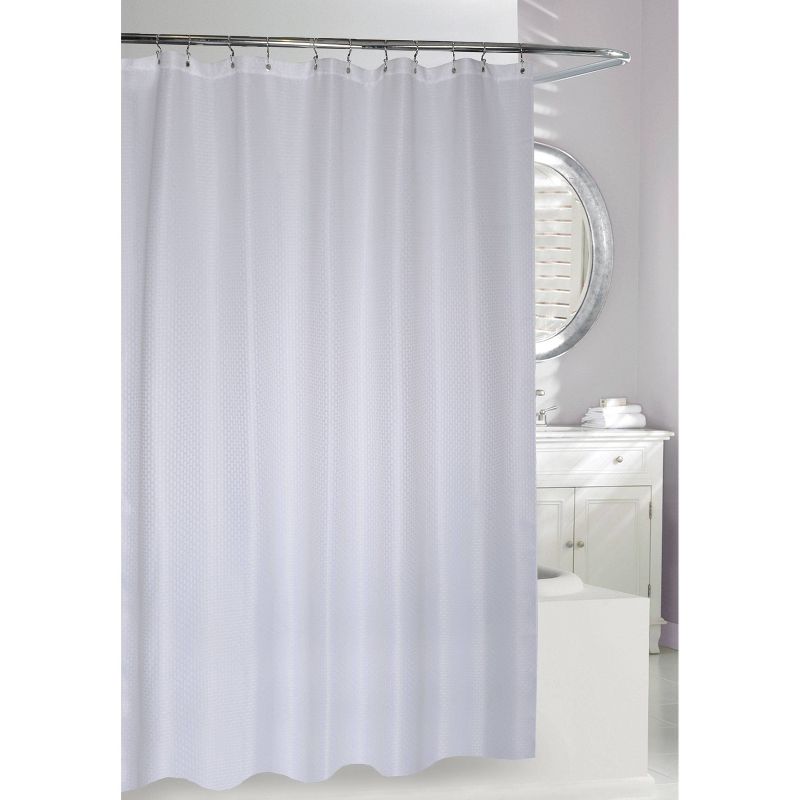 Basketweave Shower Curtain White - Moda at Home, 1 of 6