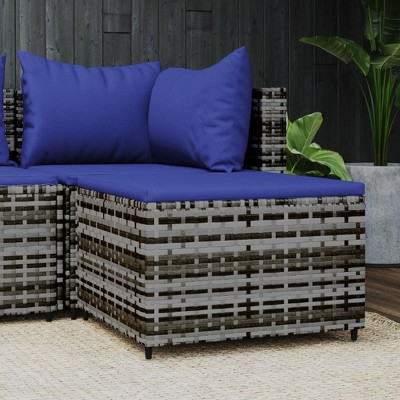 vidaXL Patio Footrest with Cushion Gray Poly Rattan